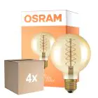 Opakowanie 4x Osram Vintage 1906 LED E27 Globe Filament Gold 95mm 7W 600lm - 822 Extra Warm White | Dimmable